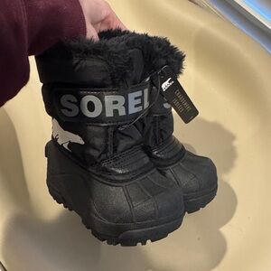 Sorel Black Snow Boots with Fur Trim